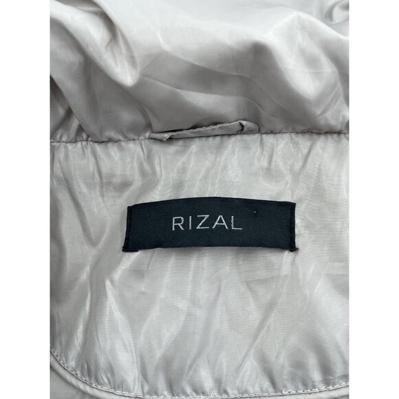 RIZAL Womens Quilted Down Puffer Coat Raccoon Fur Trim Belted Waist Small - Picture 15 of 16